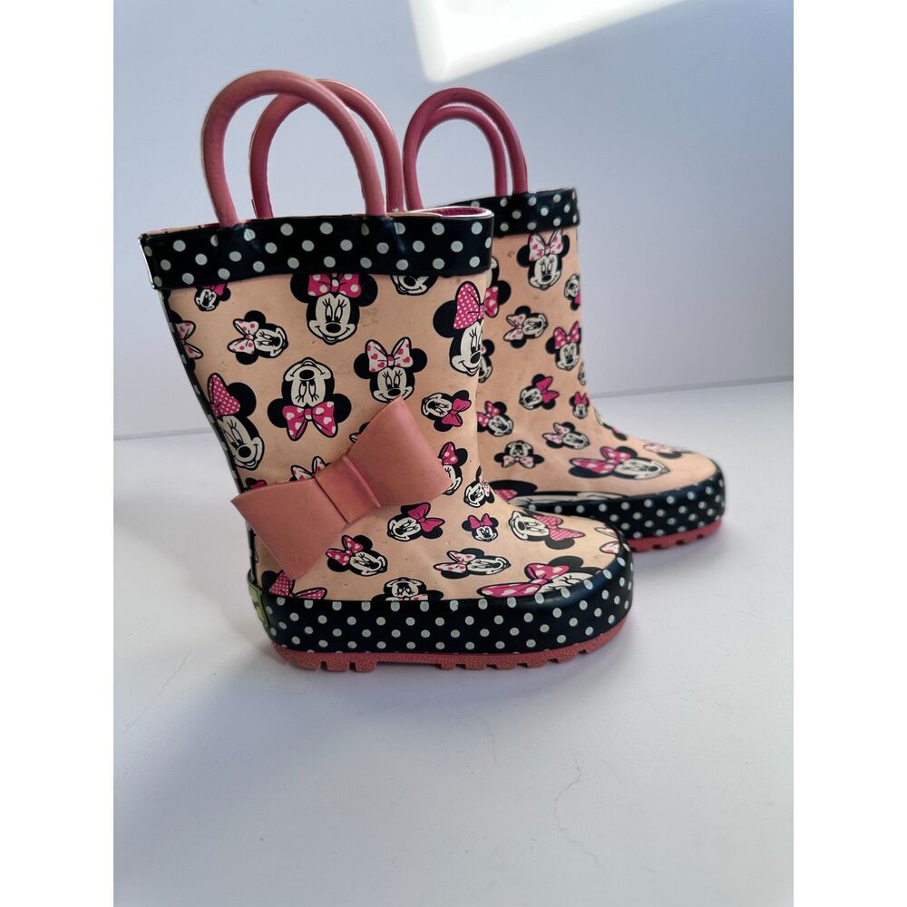 WESTERN CHEIF Disney Minnie Mouse Rain boot With Pink Bow Girls Size‎ 5
